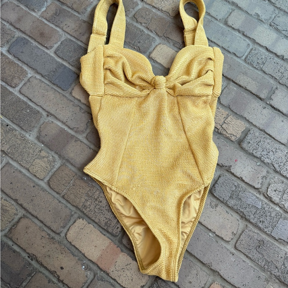 Montce Textured Yellow One-Piece Swimsuit